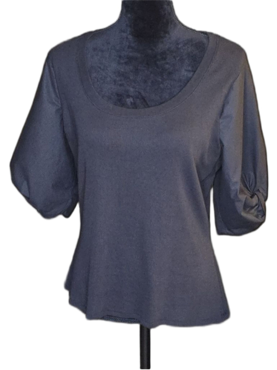 White House Black Market Tops - White House Black Market XL Black Pima Cotton Ribbed Scoop Neck Puff Sleeve Top